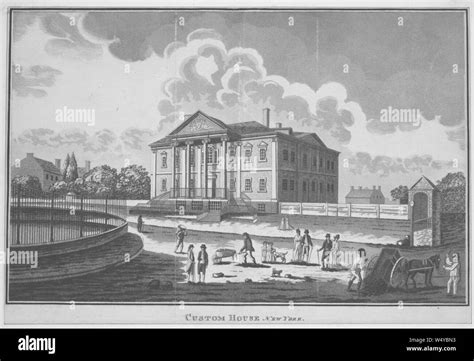 Engraving Of The United States Custom House In New York City By