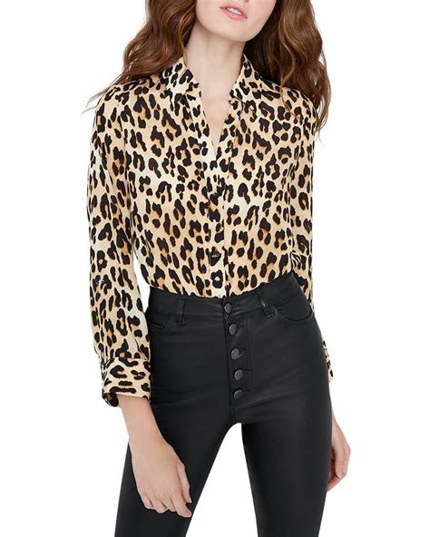 Alice And Olivia Alice And Olivia Eloise Leopard Print Blouse In Spotted
