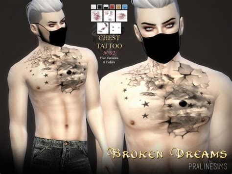 The Sims Resource Chest Tattoo N02 Broken Dreams By Pralinesims
