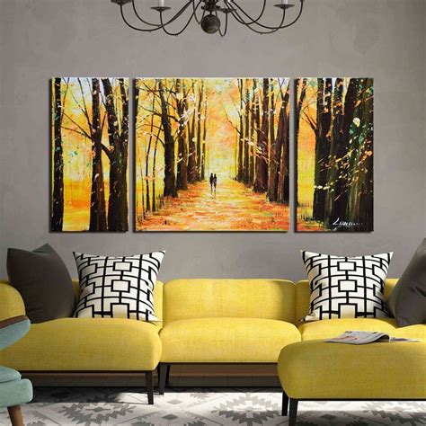 Artland Hand Painted Canvas Landscape Wall Art Little Forest Autumn 3
