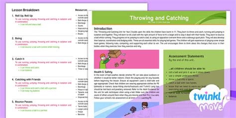 👉 unit overview year 2 pe throwing and catching lesson