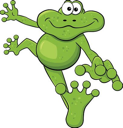Jumping Cartoon Frog Isolated On White Stock Illustration - Download
