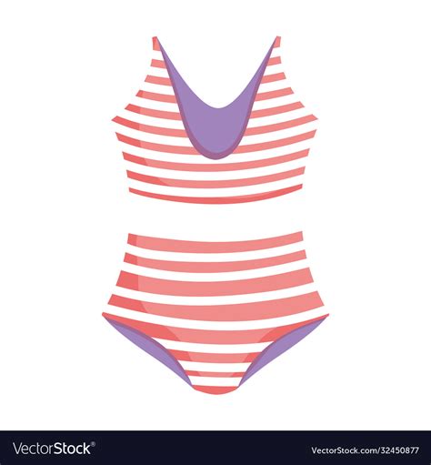Striped Bkini Swimsuit Cartoon Isolated Design Vector Image