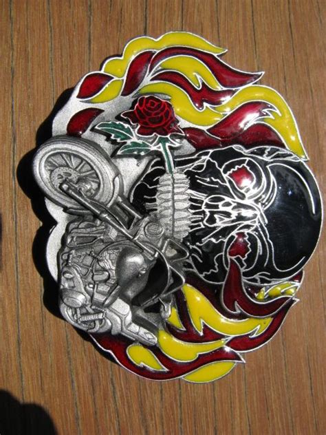 Skull And Flames Belt Buckle