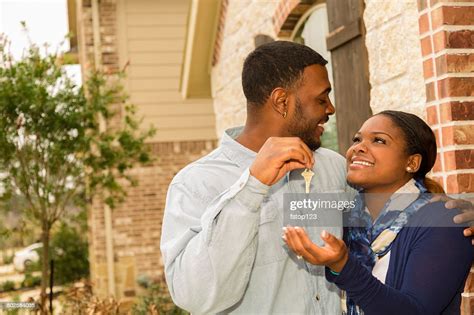 Real Estate African Descent Couple Buys Home House Key High Res Stock