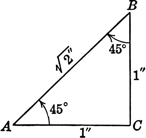 Special Right Triangle With Angles 45 45 90 Degrees Clipart Etc