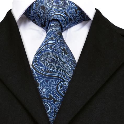 Dn 1726 Hi Tie Luxury Design Blue Floral Jacquare Woven Silk Ties For