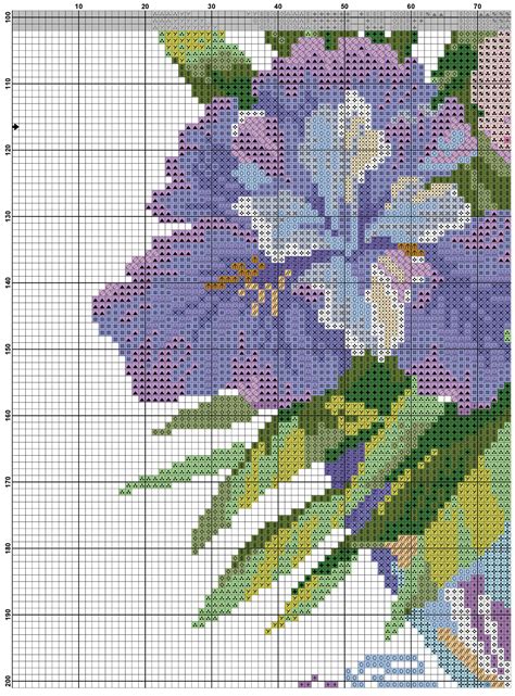 Free Cross Stitch Pattern Irises Вышитые крестиком цветы Вышитые