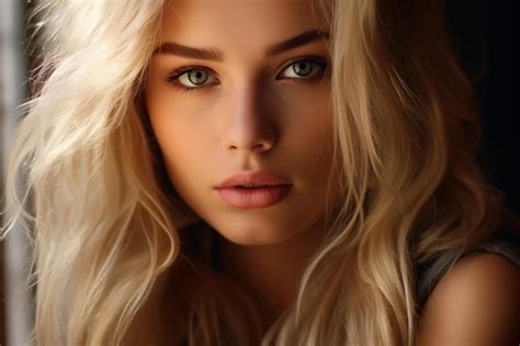 premium ai image a woman with blonde hair and a green eyes