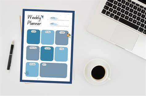 A4 Weekly Desk Planner Pdfprintable Weekly Planner Templateundated