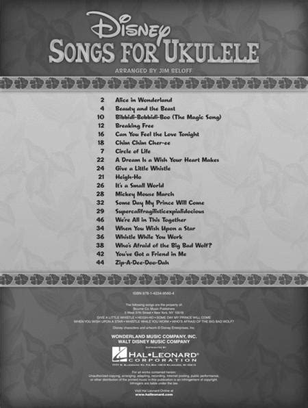 Disney Songs For Ukulele By Various Softcover Sheet Music For Ukulele