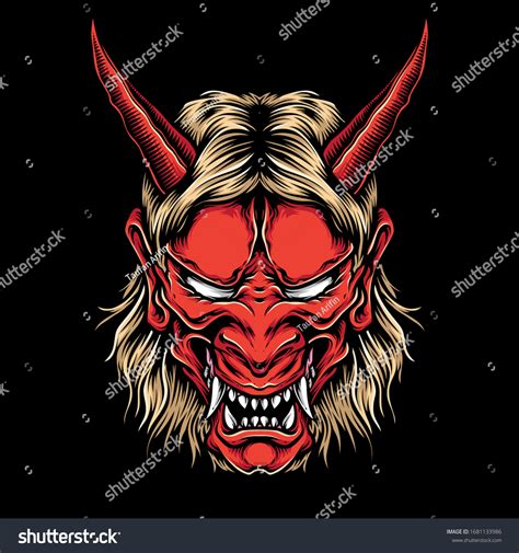 Anger Demon Oni Mask Vector Stock Vector Royalty Free 1681133986
