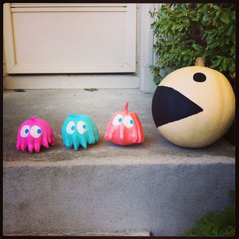 Happy Halloween Pacman Pumpkin Ghost Gourds Diy Halloween Made By