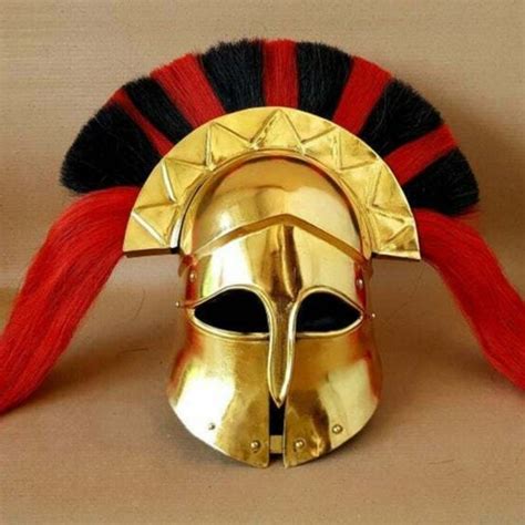 Medieval Greek Corinthian Helmet With Black Plume Armor Etsy