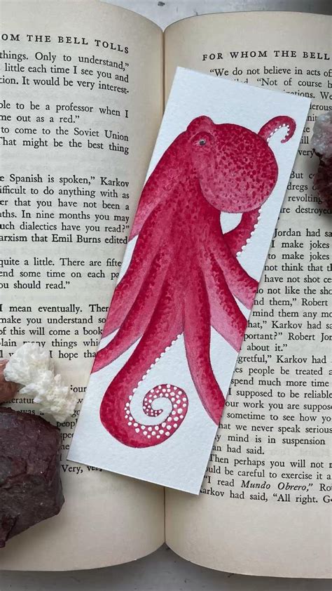 watercolor bookmark red octopus hug on etsy nature bookmarks bookmarks handmade watercolor