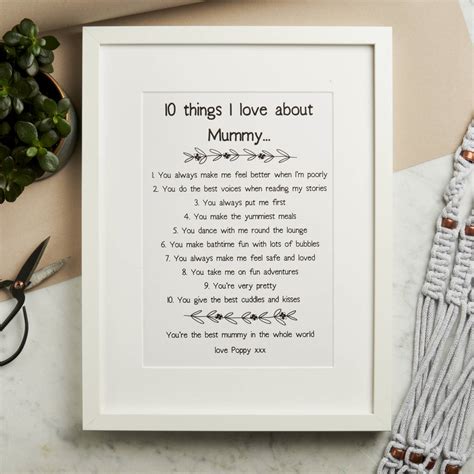 Personalised Ten Things I Love About Mummy Print By Posh Totty Designs