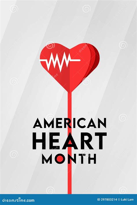 American Heart Month Design Vector Illustration Of Heart And Beat For