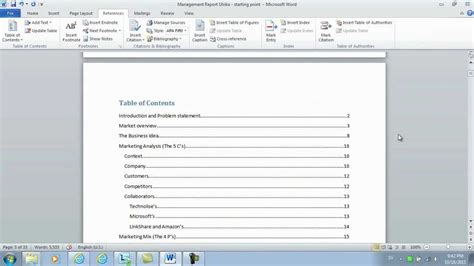 How To Insert Page Numbers And A Table Of Contents Using Microsoft Word