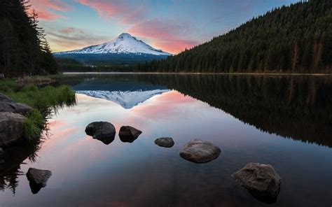 1600x1000 Nature Landscape Mountain Lake Forest Sunrise Snowy Peak