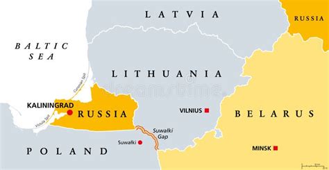 Kloof Tussen Suwalki En De Oblast Kaliningrad En De Politieke Kaart Van