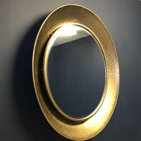 Golden Hammered Rim Round Wall Mirror 100cm Circular Mirror Round Wall