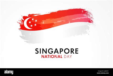 Singapore National Day Banner With Watercolor Flag 57 Years