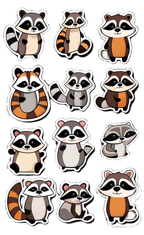 Adorable Racoons Stickers Free Stock Photo Public Domain Pictures