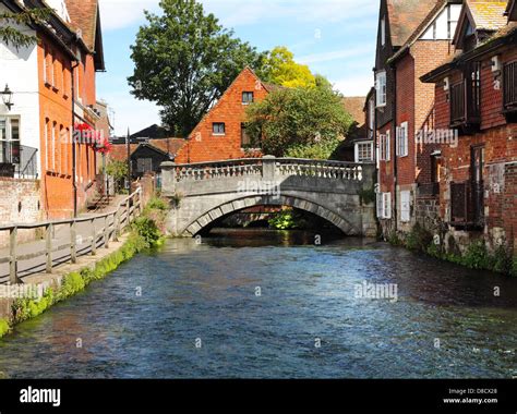 The River Itchen In The City Of Winchester In Hampshire England Stock