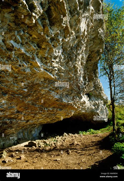 Interconnected Rock Shelter And Caves In The Limestone Cliff Face Below
