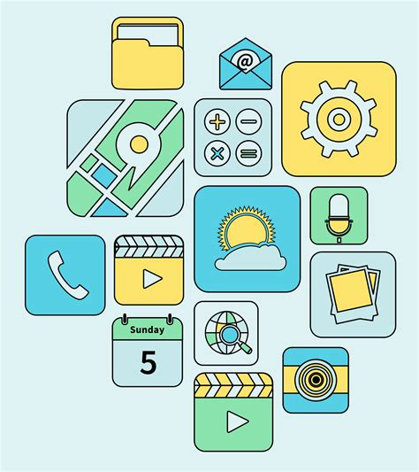 Mobile Applications Icons Flat Line 439020 Vector Art At Vecteezy