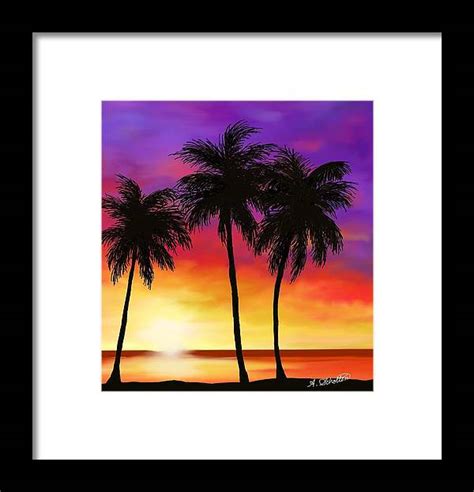 Sunset On A Palm Beach Framed Print By Amy Scholten
