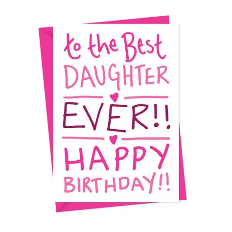Best Daughter Ever Handdrawn Card Birthday Card Illustrated Card