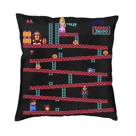 Donkey Kong Throw Pillow Case For Living Room Arcade Games Nordic