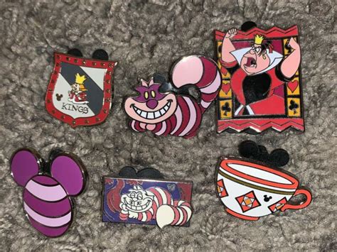 Disney Pins Lot Alice In Wonderland Queen Of Hearts Cheshire Cat Teacup