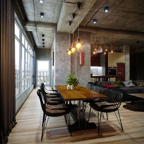 Loft On Behance Industrial Home Design Home Room Design Apartment