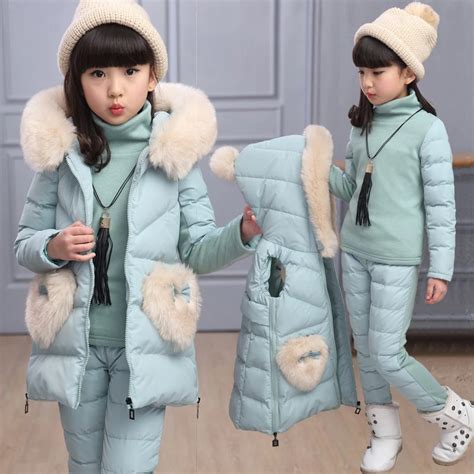 Children Winter Clothing Set Ski Suit Girl Down Jacket Coat Pants