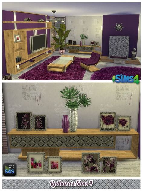 Lintharas Sims 4 Livingroom Violet • Sims 4 Downloads Sims Sims 4