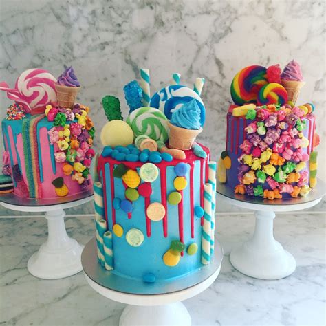 Multi Coloured Mini Drip Cakes Candy Birthday Cakes Creative Birthday Cakes Lolly Cake