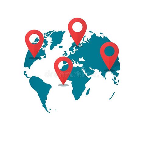 World Map Destination Pins Concept Of Global Gps Transportation