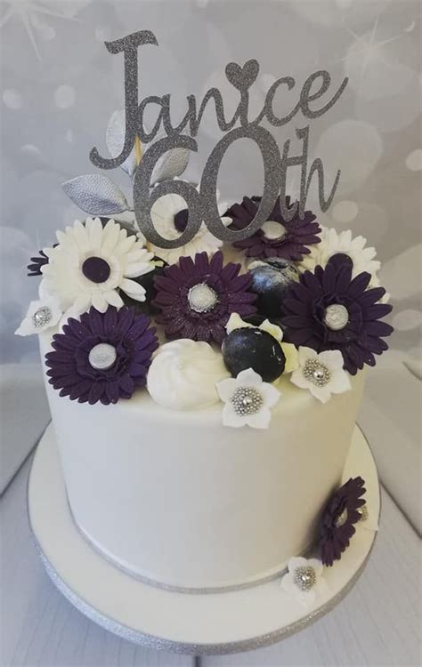 60th Birthday Cake With Hand Made Flowers Cake Cakes For Women 60th