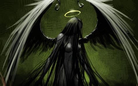 1920x1200 Angel Dark Drawing Gothic Green Halo Wings Coolwallpapers Me