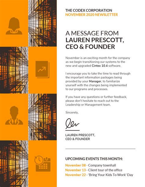CEO Update Newsletter Template Free Email Newsletter Templates Newsletter Layout Email