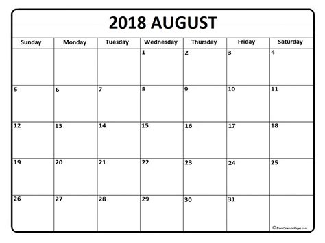 Free download 2021 calendar template pdf word excel, 2021 holidays calendar template, 12 month 2021 yearly calendar template, cute 2021 calendar. August 2018 Calendar Template - Free Printable Sample PDF ...