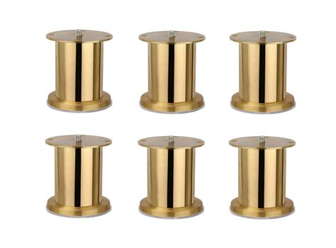 Premium 3 Inch Height 50 Mm Copper Gold Glossy Finish Model Round Sofa Furniture Leg 6 Pcs