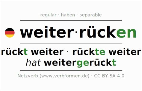 Present German Weiterrücken All Forms Of Verb Rules Examples