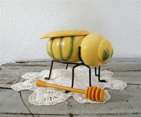 Vintage Bee Honey Jar Etsy Vintage Bee Honey Jar Bee Decor