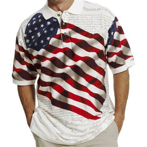 Mens Patriotic American Waving Flag 100 Cotton Polo Shirt The Flag