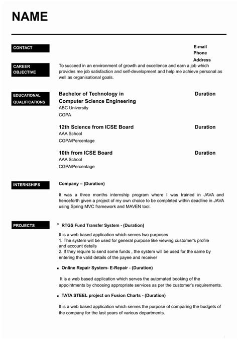 Resume format for mba finance fresher 1 best resume. 25 Sample Resume for Freshers (2020) | Job resume template ...