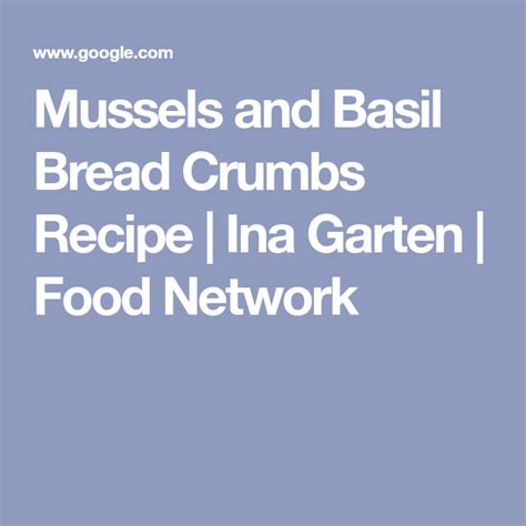 Mussels And Basil Bread Crumbs Recipe Bread Crumbs Recipe Basil