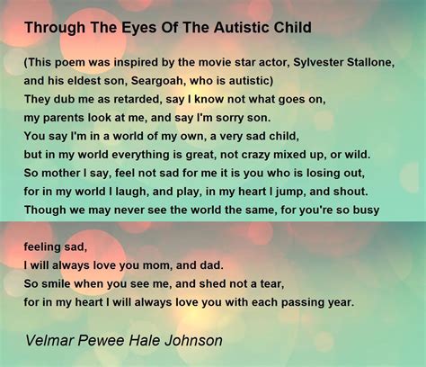 Through The Eyes Of The Autistic Child Through The Eyes Of The